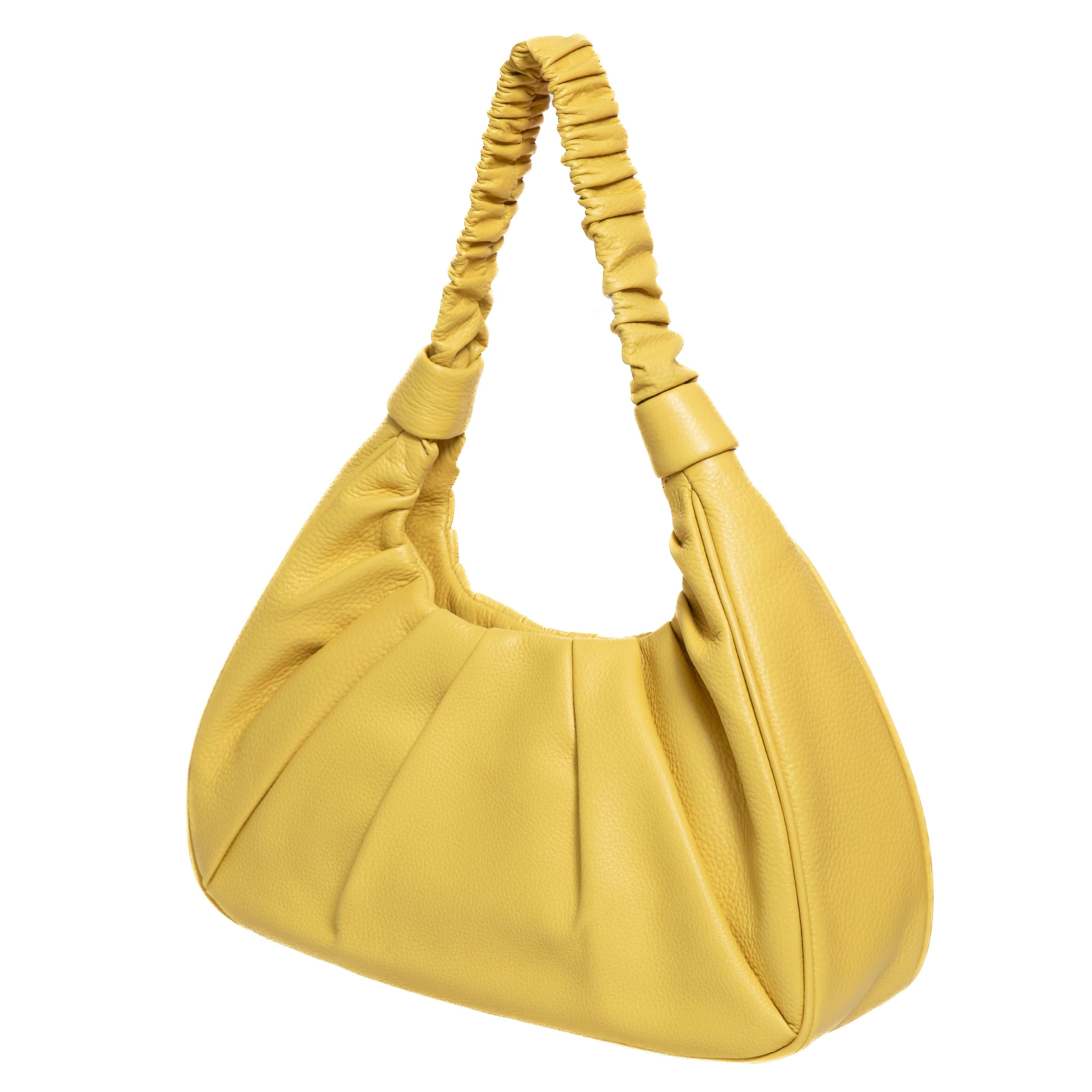 Sophia Full-grain Pebbled Leather Hobo Shoulder Bag for Women