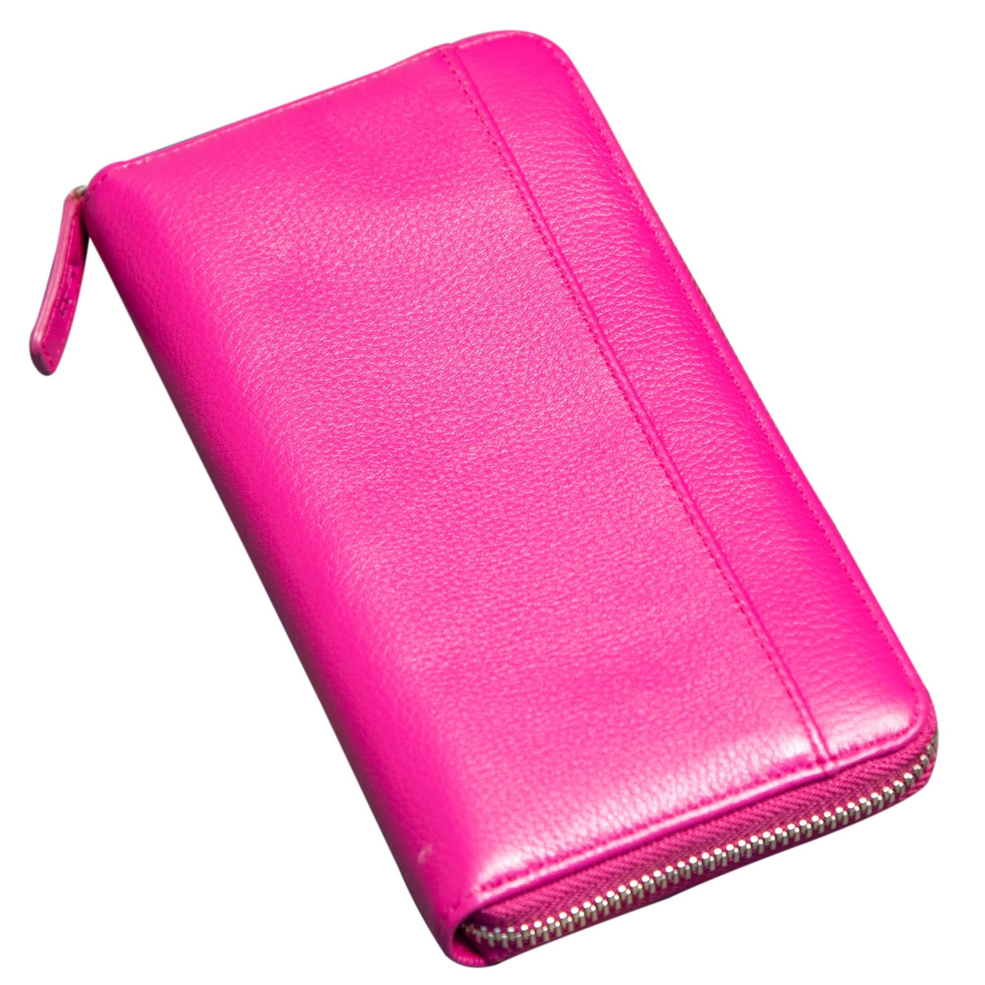 Sophia Full-Grain Leather Structured Double-Zip Wallet with RFID Protection