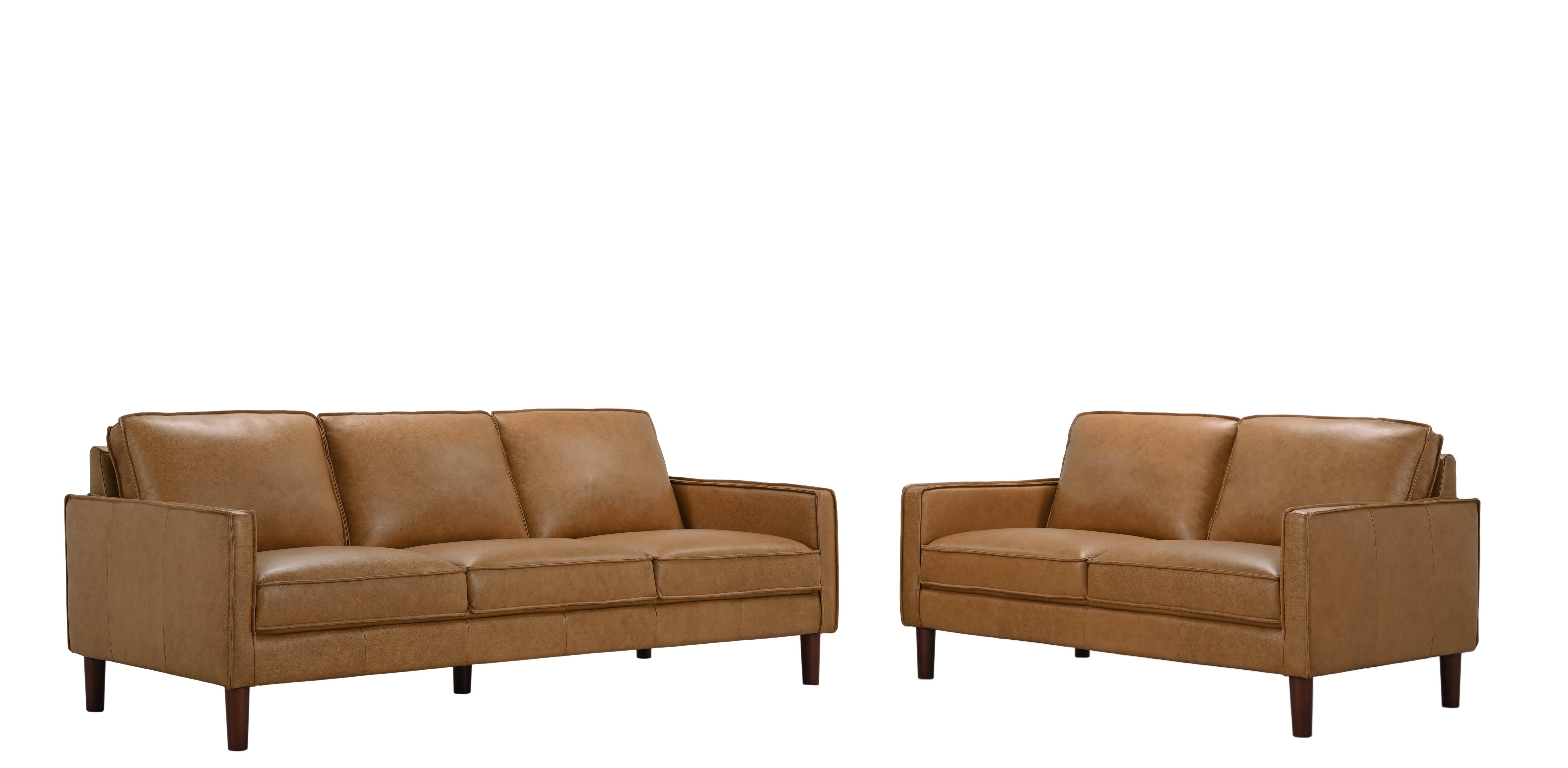 Soria Saddle Brown Top-Grain Leather Sofa