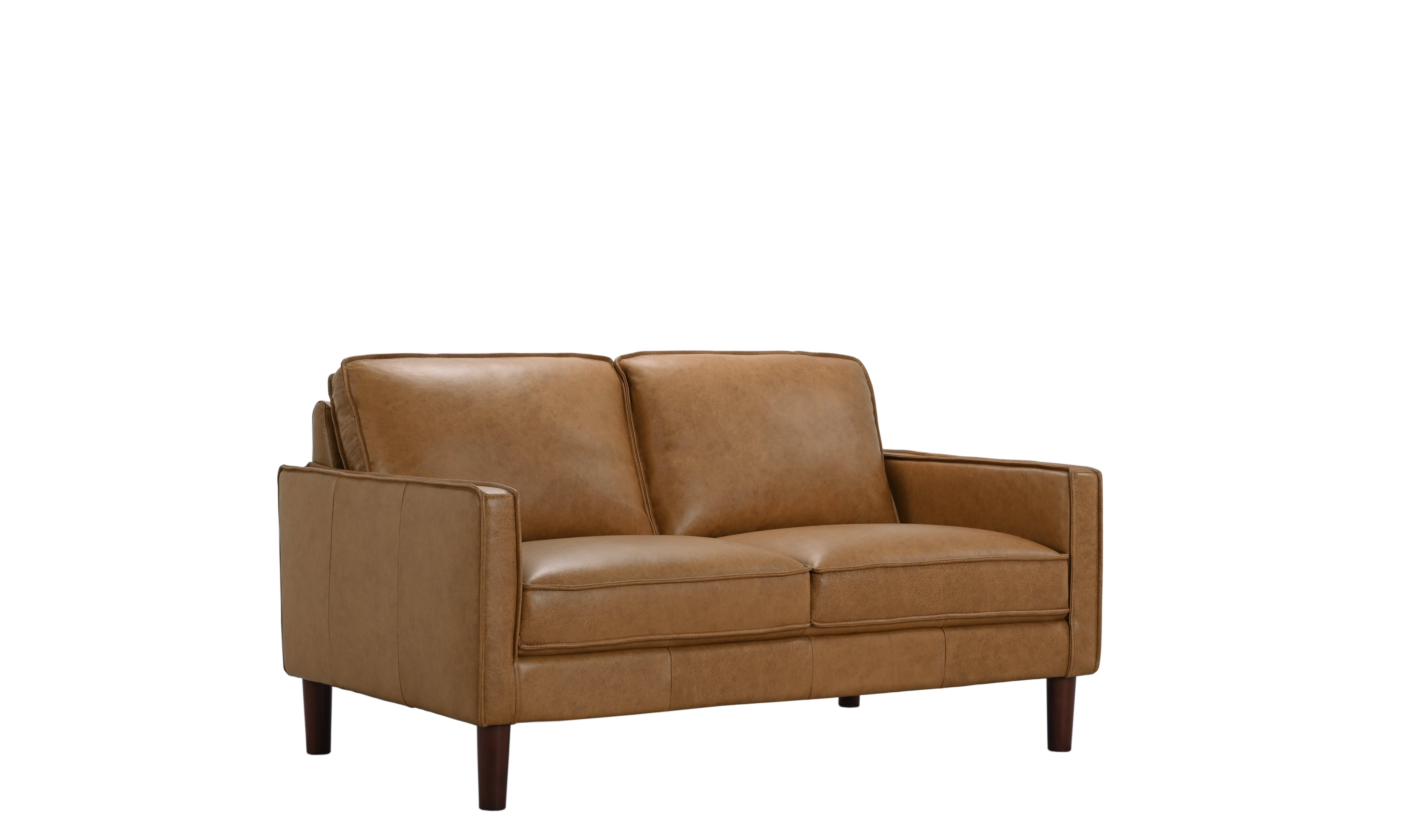 Soria Saddle Brown Top-Grain Leather Loveseat