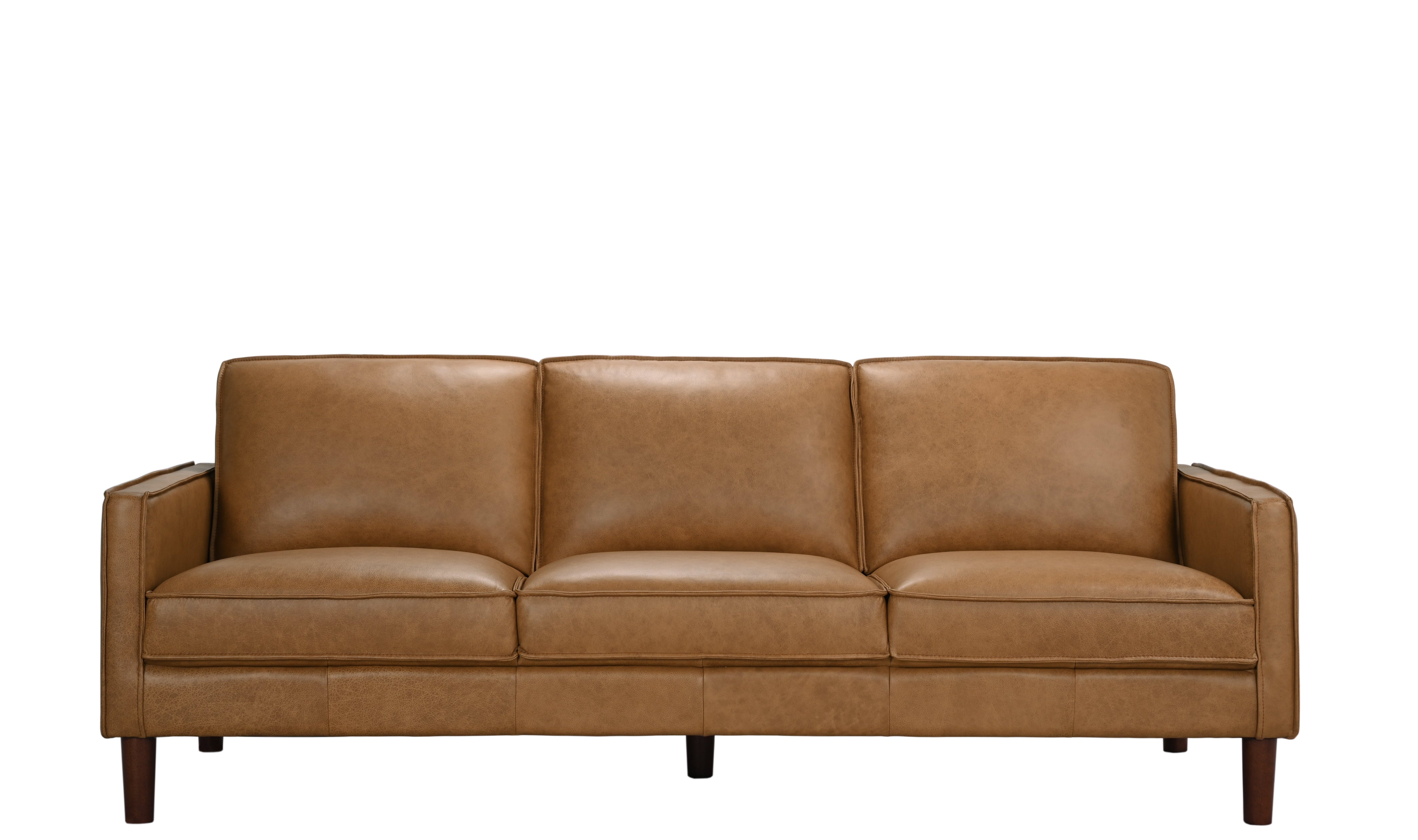Soria Saddle Brown Top-Grain Leather Sofa