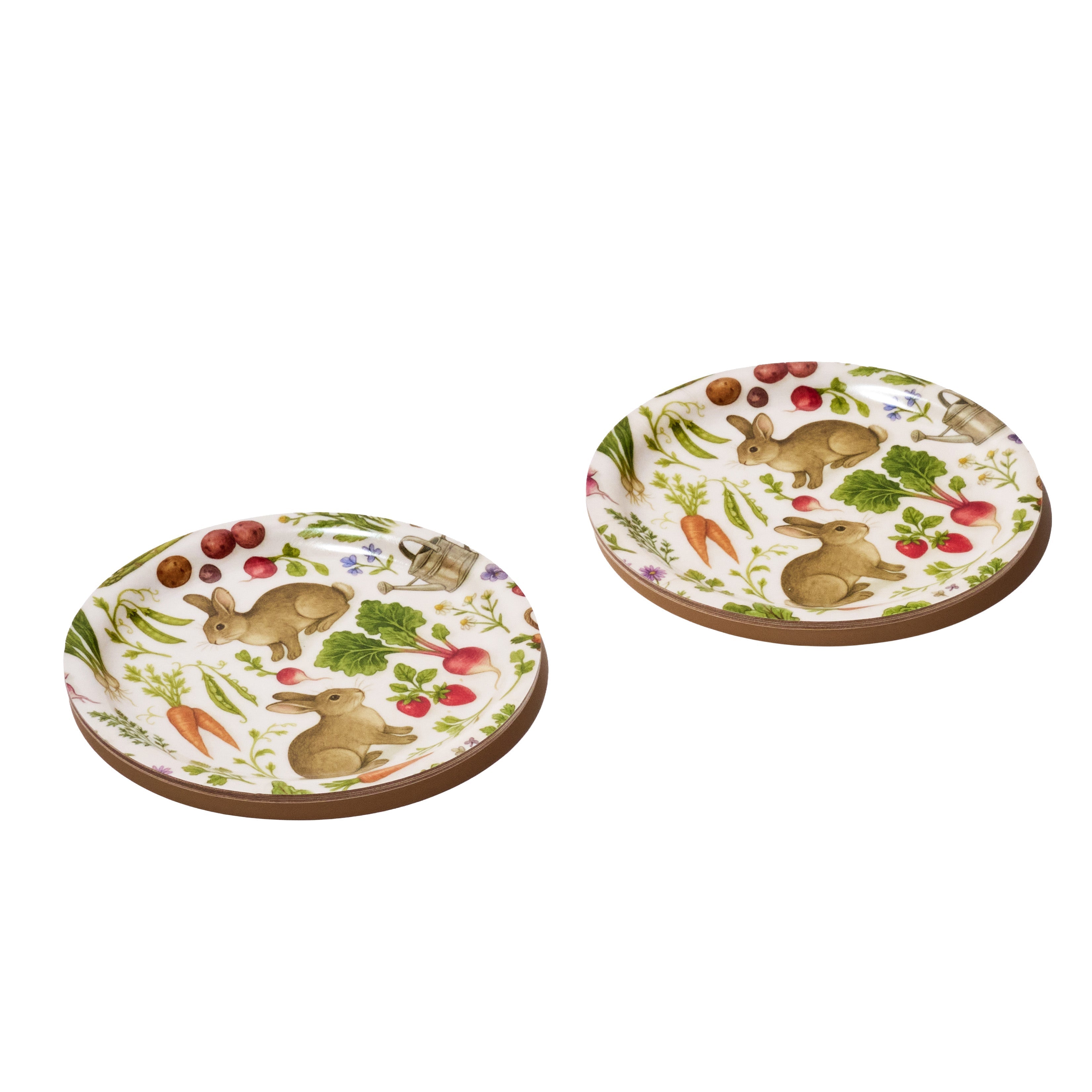 Spring Garden Decorative Birchwood Tray - Mini Round - Set of 2