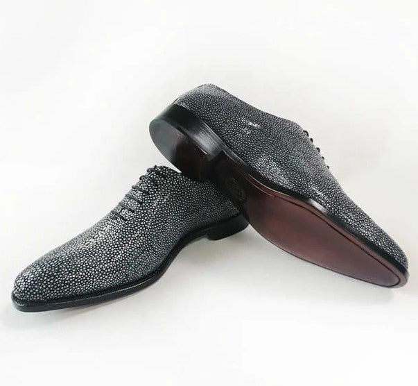 Maurice King Custom Made Stingray Lace-Up Shoe - Grey