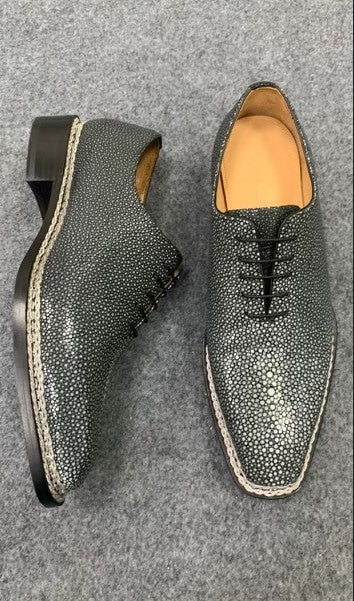 Maurice King II Custom Made Stingray Lace-Up Shoe - Grey