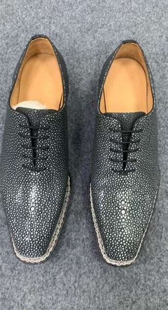 Maurice King II Custom Made Stingray Lace-Up Shoe - Grey