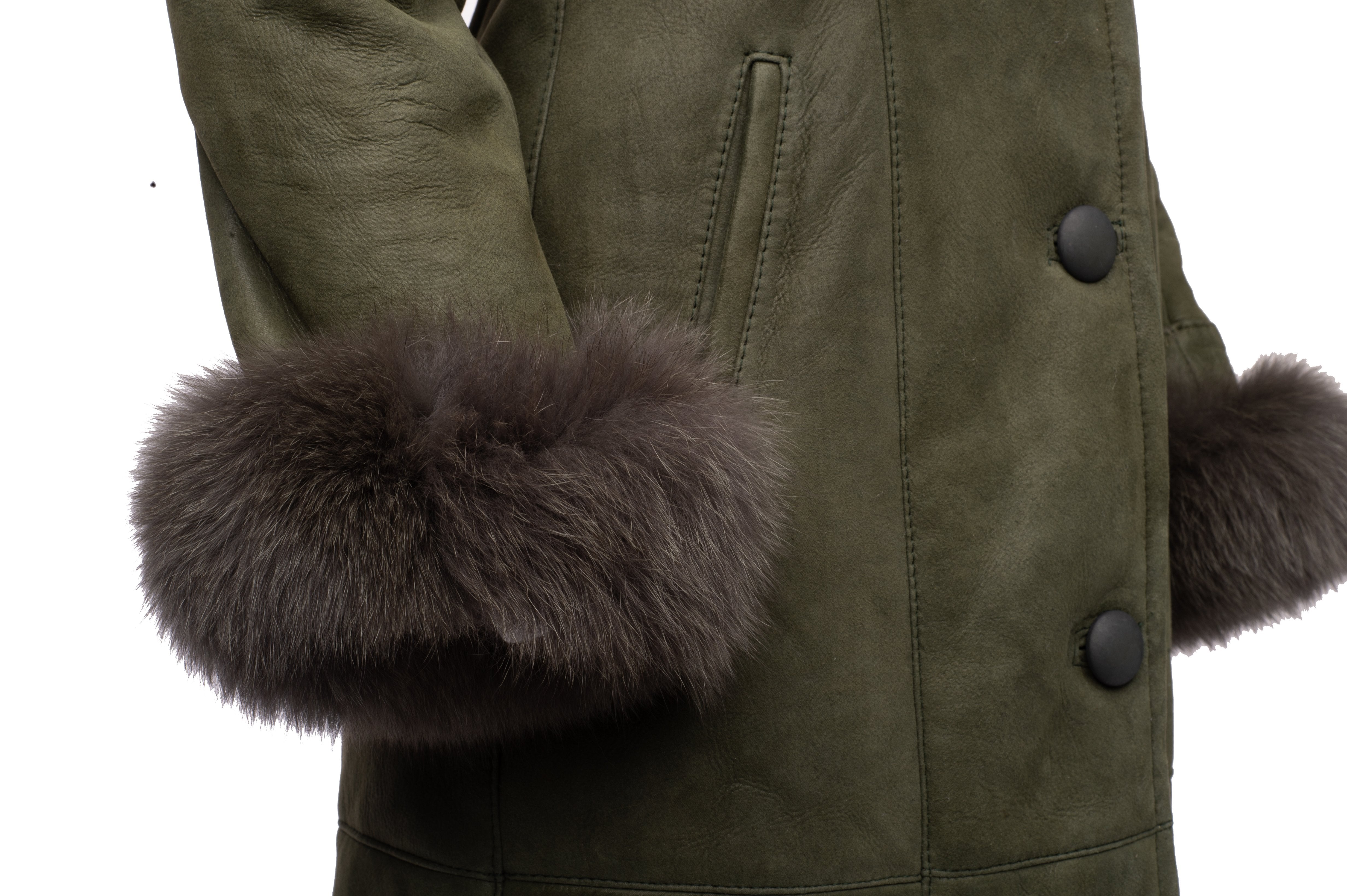 Caitlan’s Shearling Sheepskin Long Coat with Fox Fur Trim