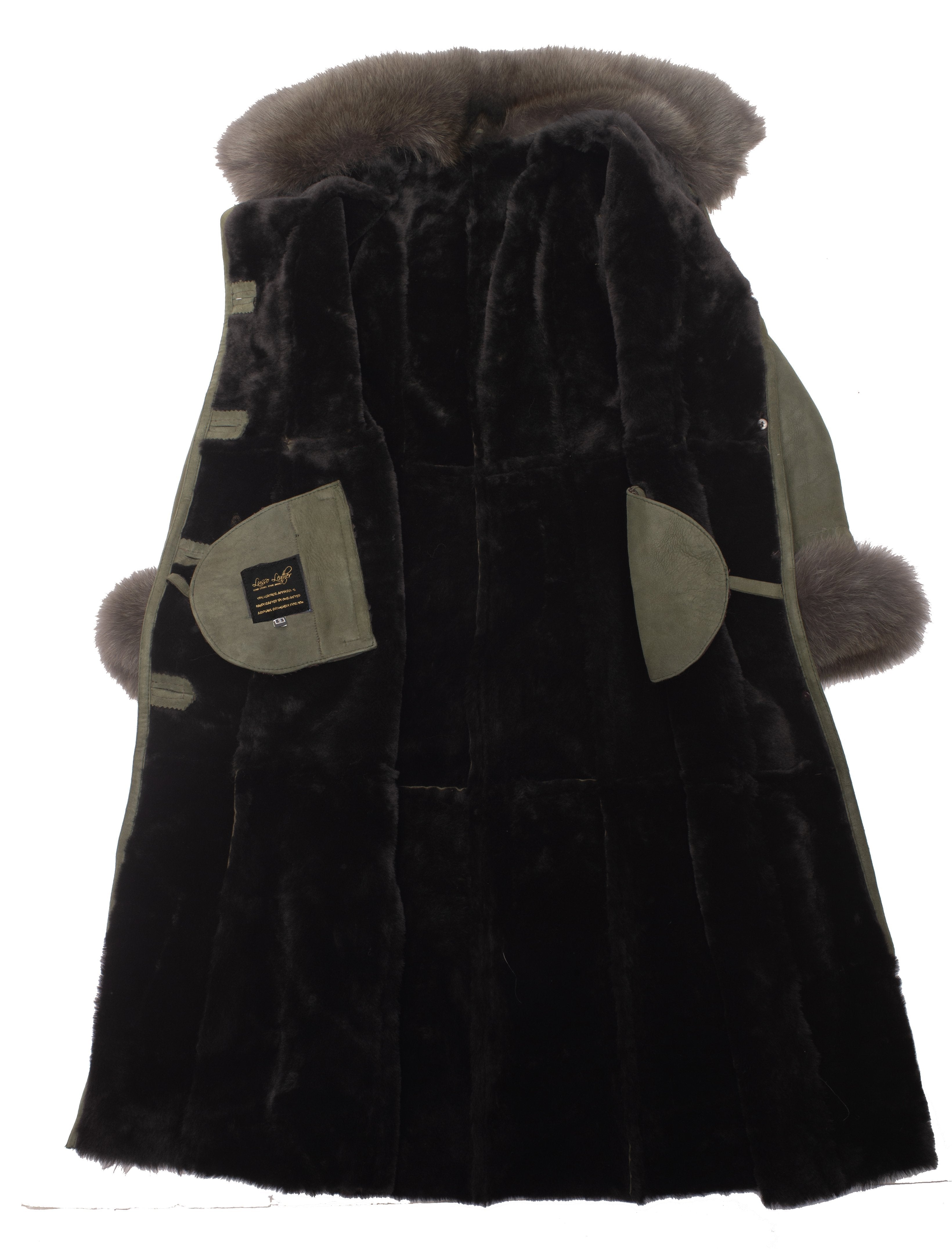Caitlan’s Shearling Sheepskin Long Coat with Fox Fur Trim