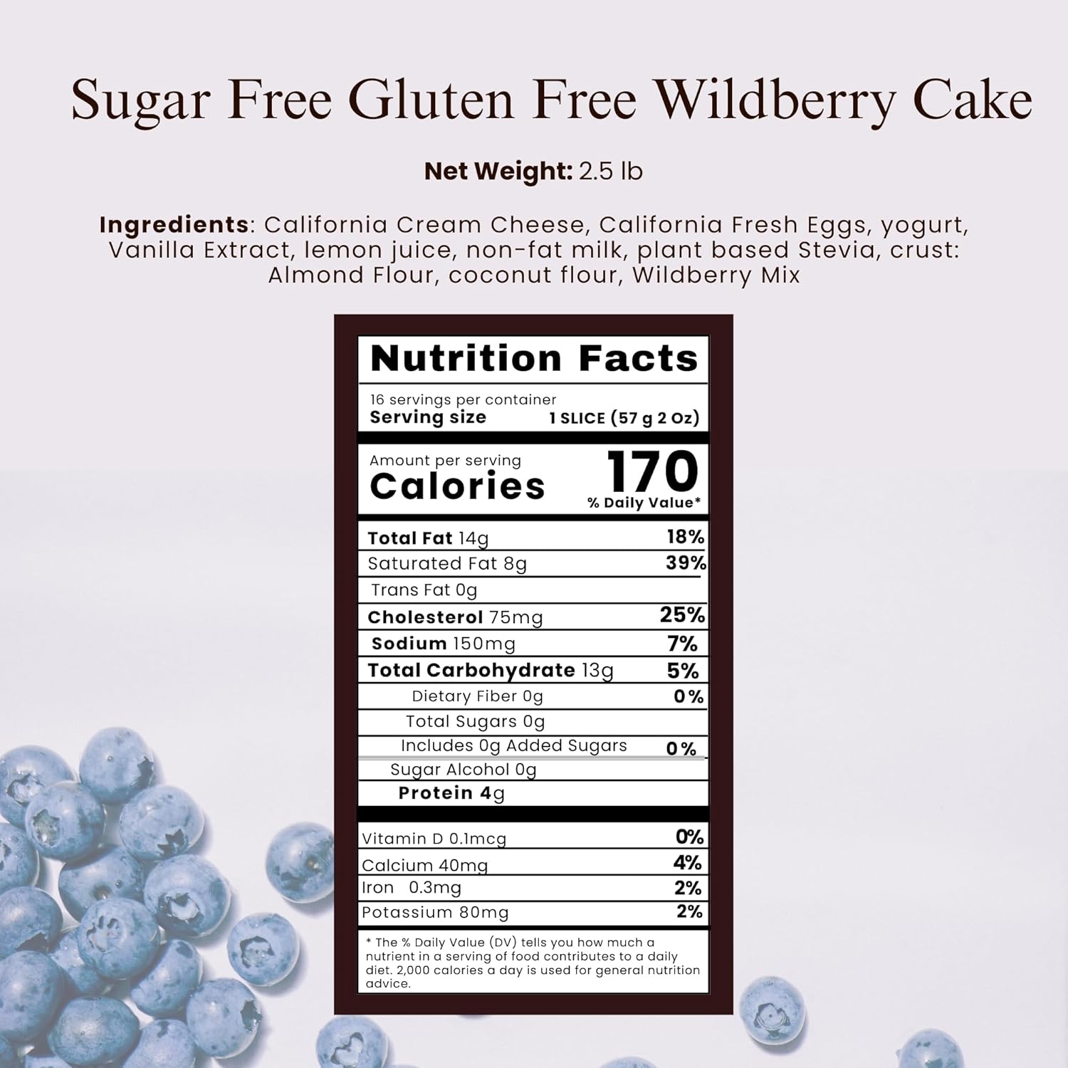 Andy Anand Sugar-Free Gluten-Free Wildberry Cake, 2.5 lb – Keto & Diabetic-Friendly, Mixed Berries, No Preservatives, Birthday Gift Box