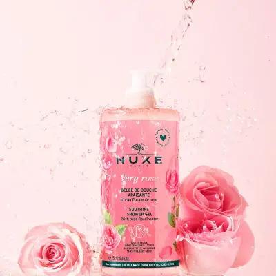 Nuxe Very Rose Shower Gel: Indulge in Gentle, Moisturizing Rose-Scented Body Wash (750ml) - Sulfate & Paraben Free.