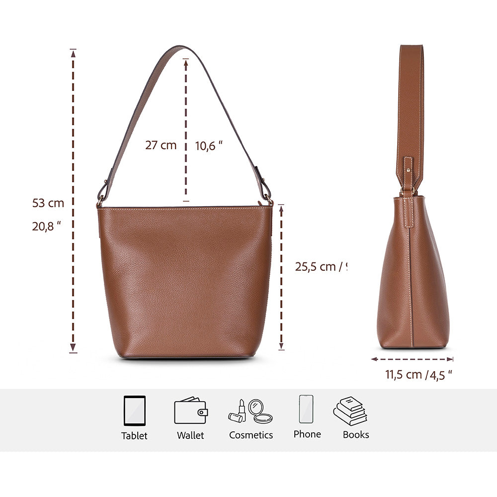 Elena Women’s Leather Tote Bag – Genuine Leather Shoulder Bag for Everyday Function | Minimal & Handcrafted