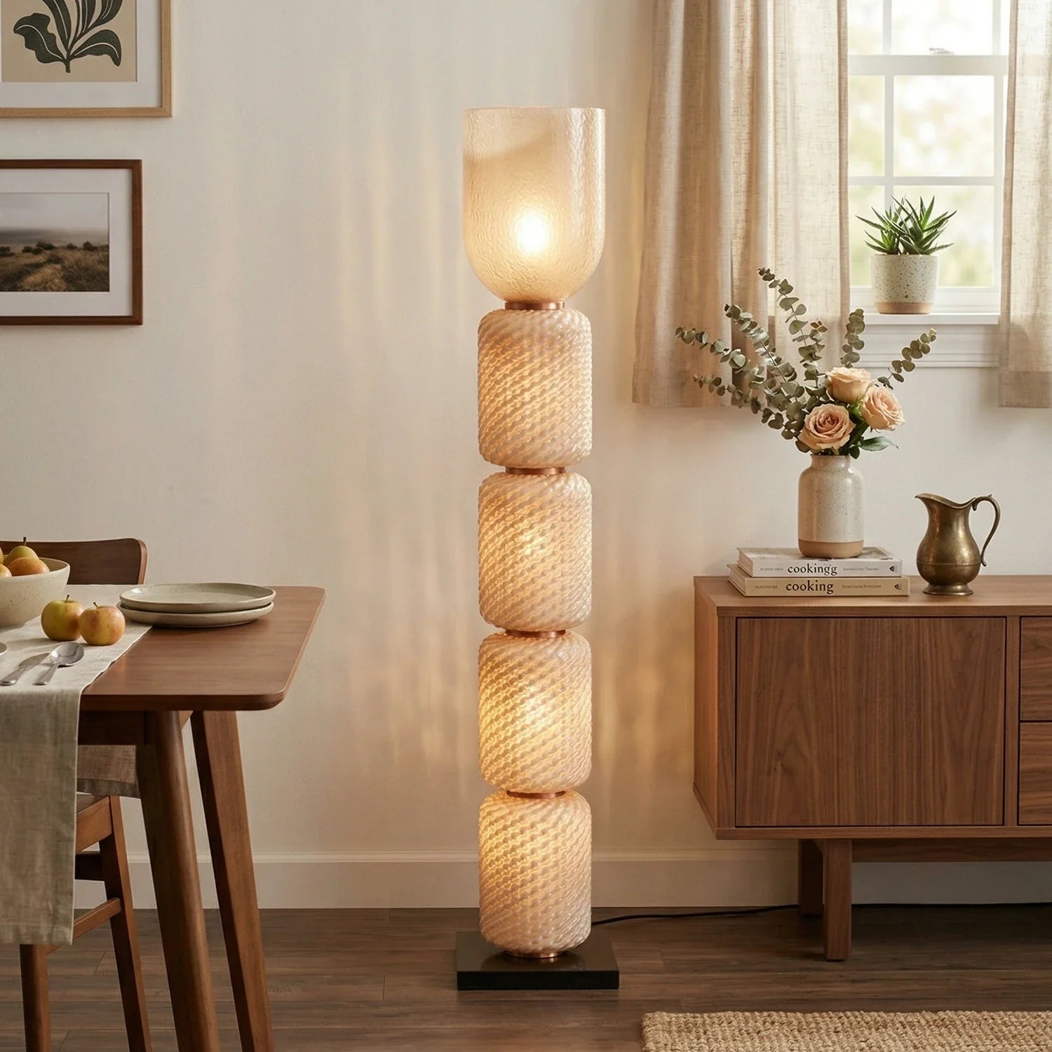Tiered Column Glass Standing Floor Lamp