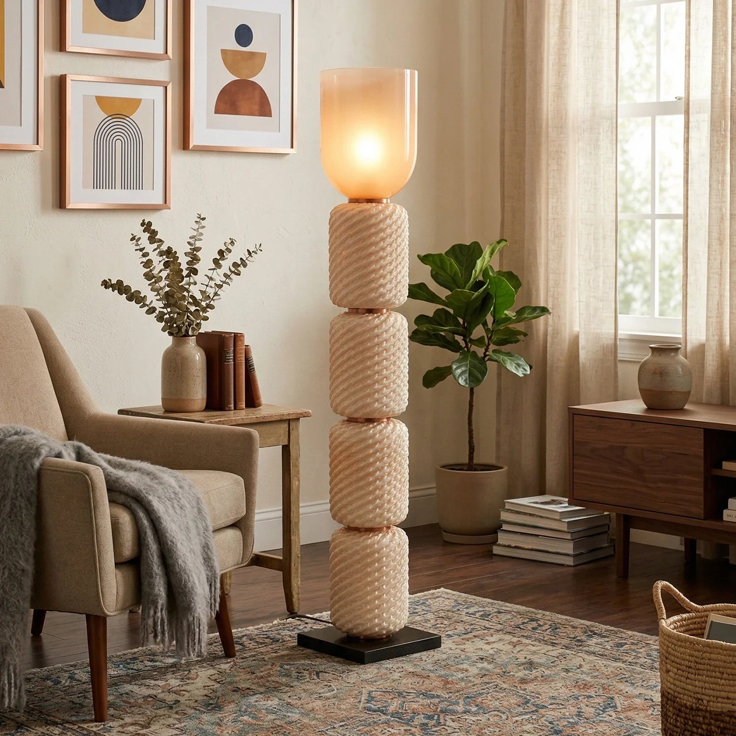 Tiered Column Glass Standing Floor Lamp
