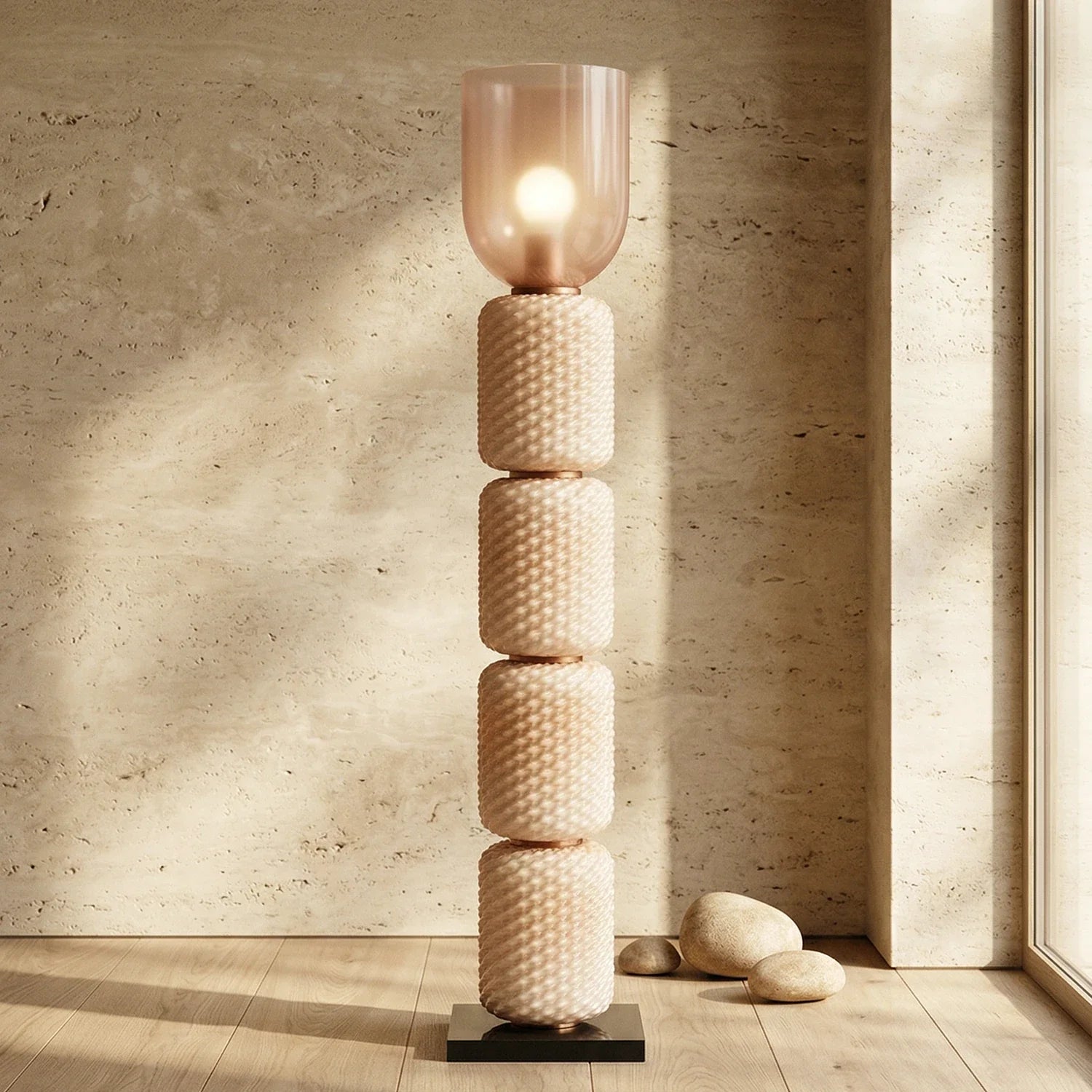 Tiered Column Glass Standing Floor Lamp