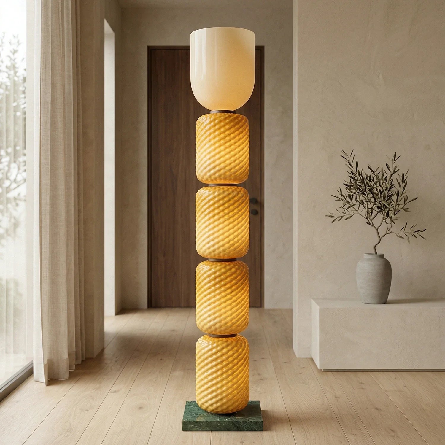 Tiered Column Glass Standing Floor Lamp