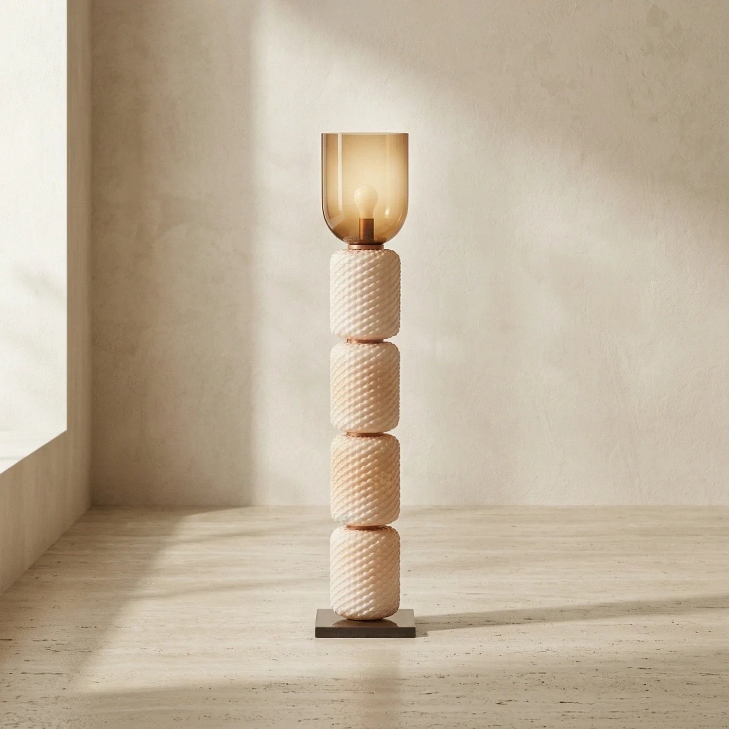 Tiered Column Glass Standing Floor Lamp