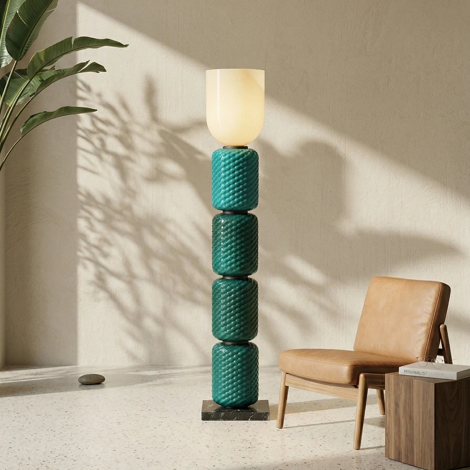 Tiered Column Glass Standing Floor Lamp