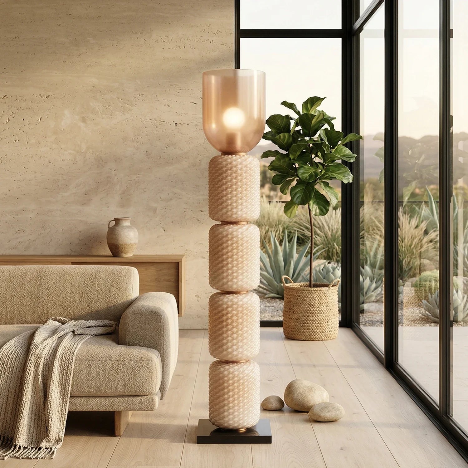 Tiered Column Glass Standing Floor Lamp