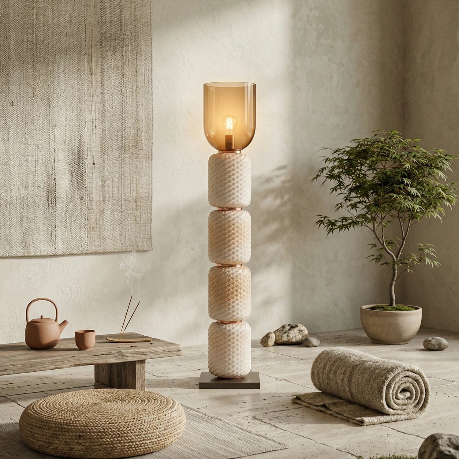 Tiered Column Glass Standing Floor Lamp
