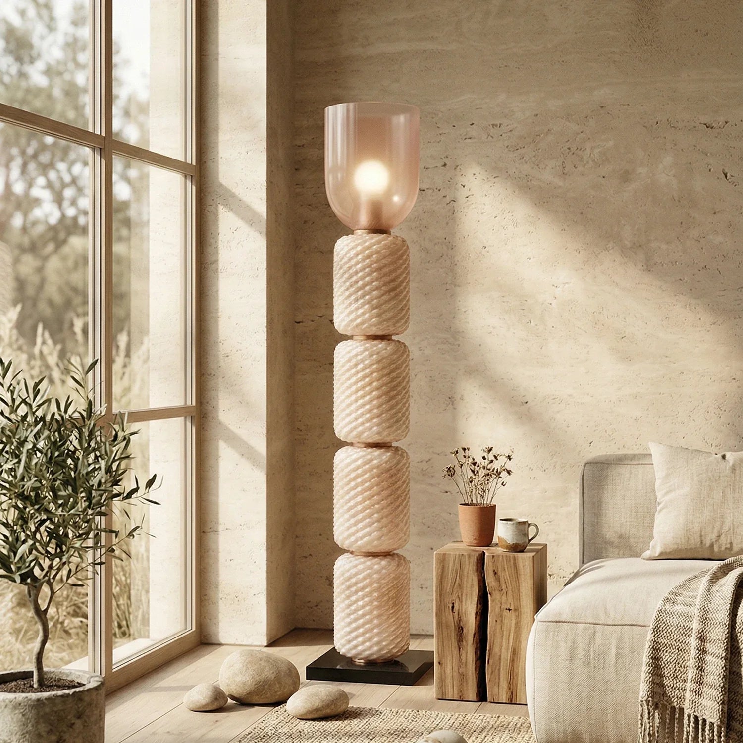 Tiered Column Glass Standing Floor Lamp