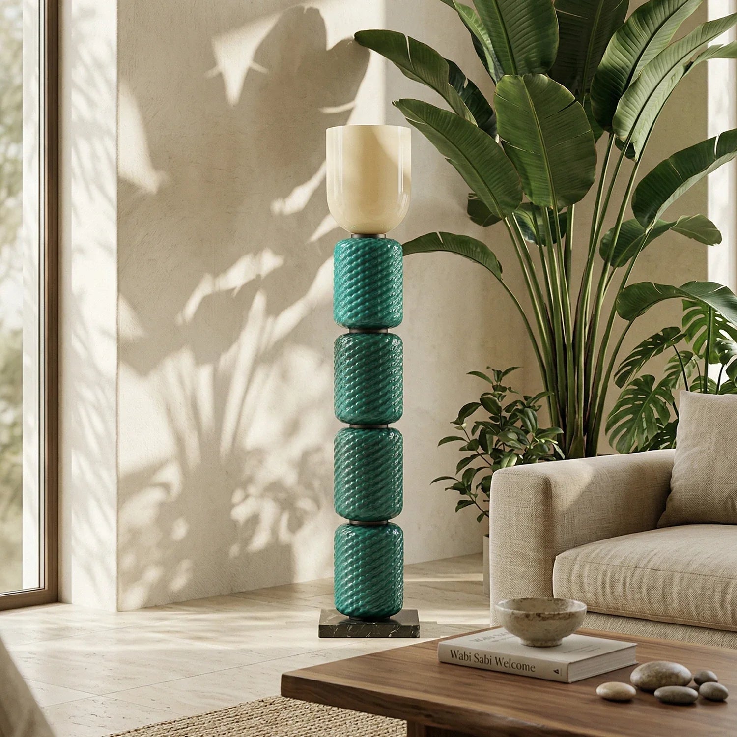 Tiered Column Glass Standing Floor Lamp