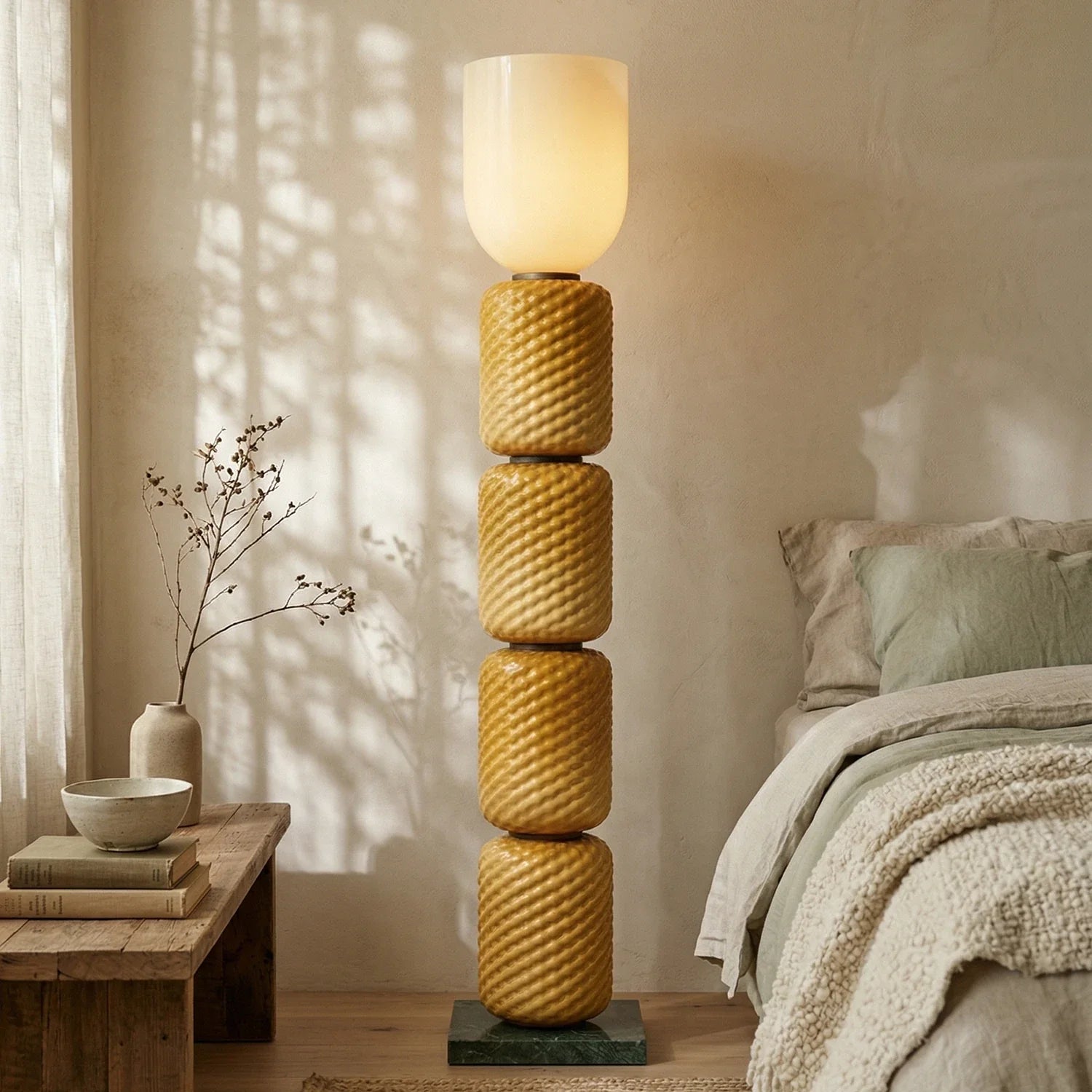 Tiered Column Glass Standing Floor Lamp