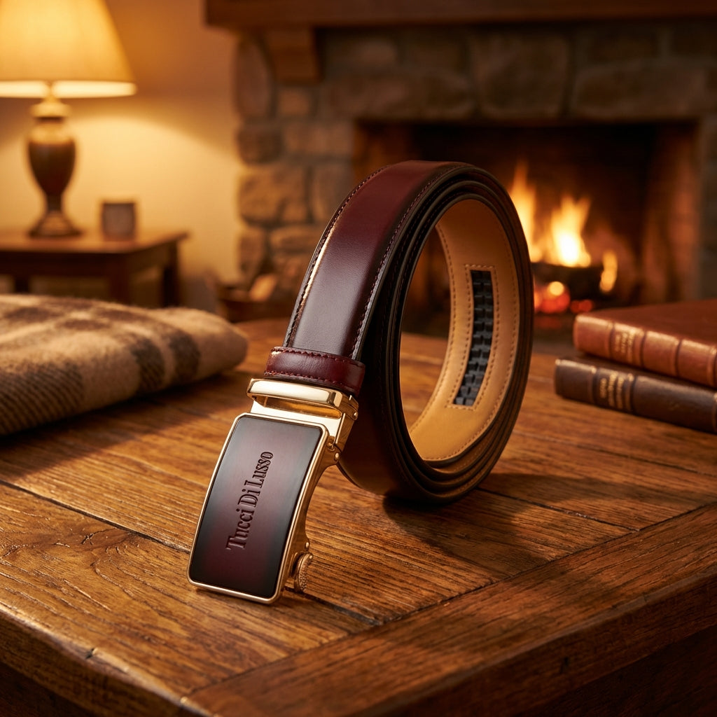 Gray Italian Leather Ratchet Belt for Men – Handmade Luxury Smart Belt