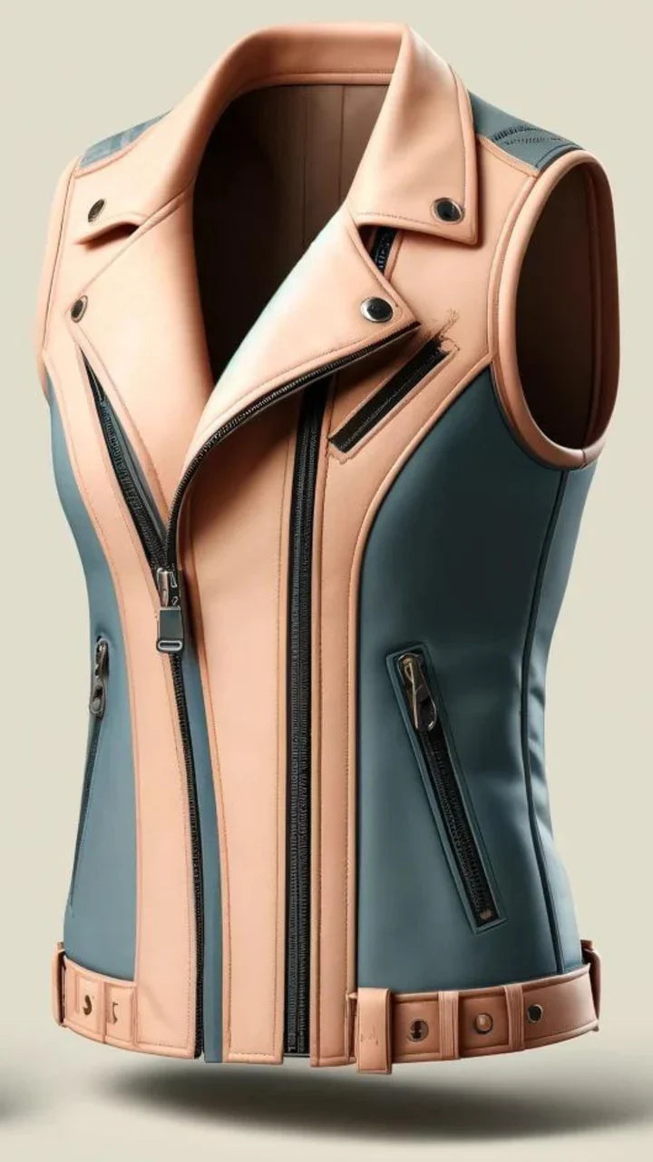 Brilliant Leather Vest Jacket for Women