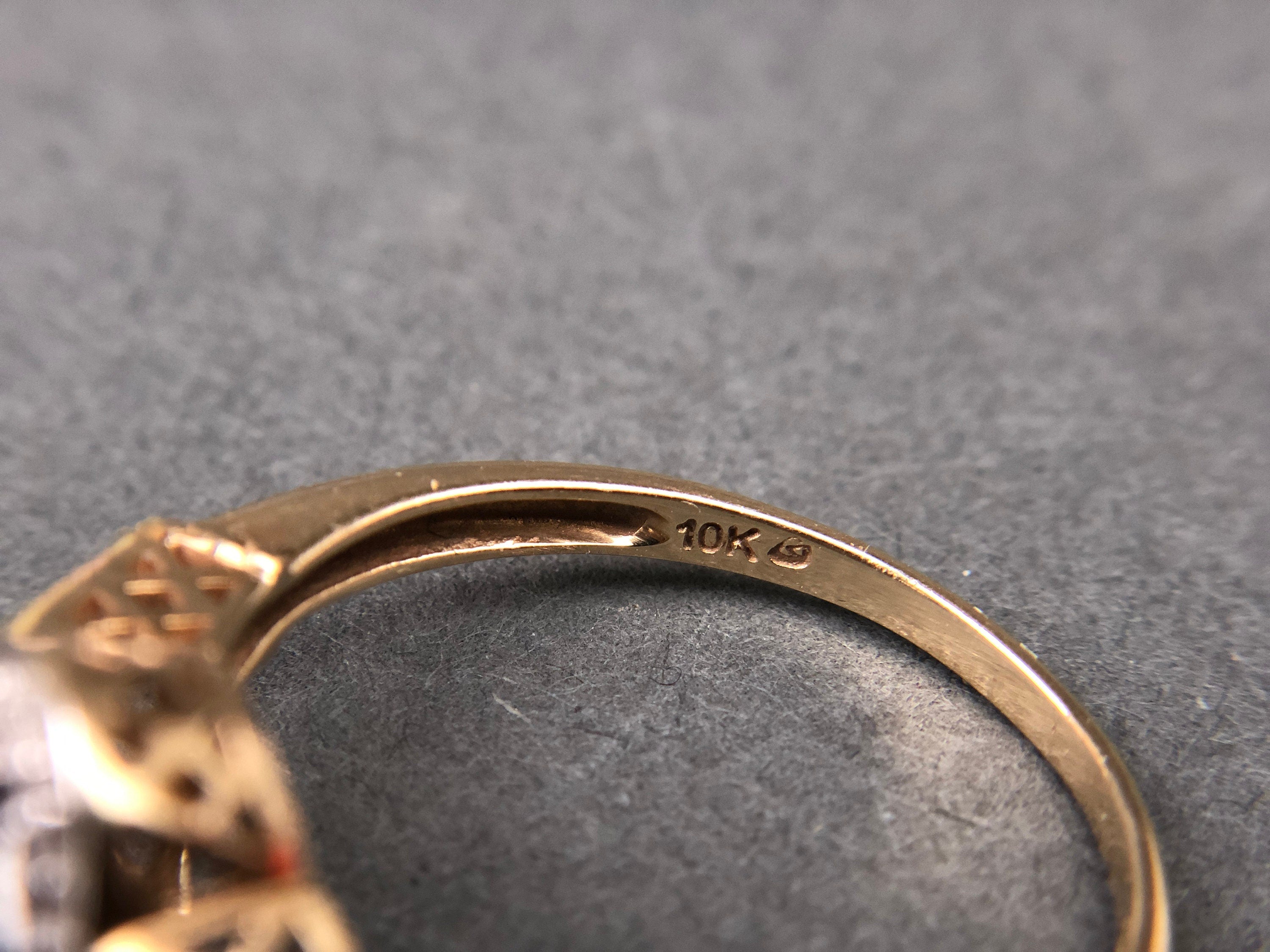 Vintage 10k Gold Ring with Natural Green Peridot and Diamond Halo. Gift for Her.