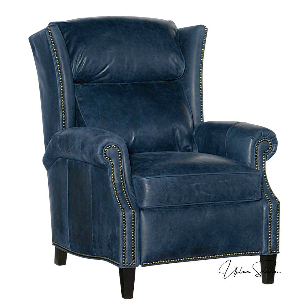 Violin Navy Leather Power Recliner