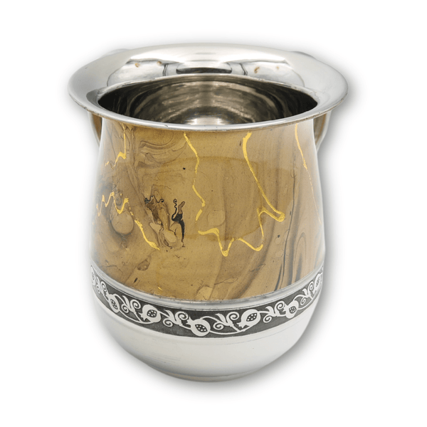 Wash Cup SS- Coffee Marble with gold highlights