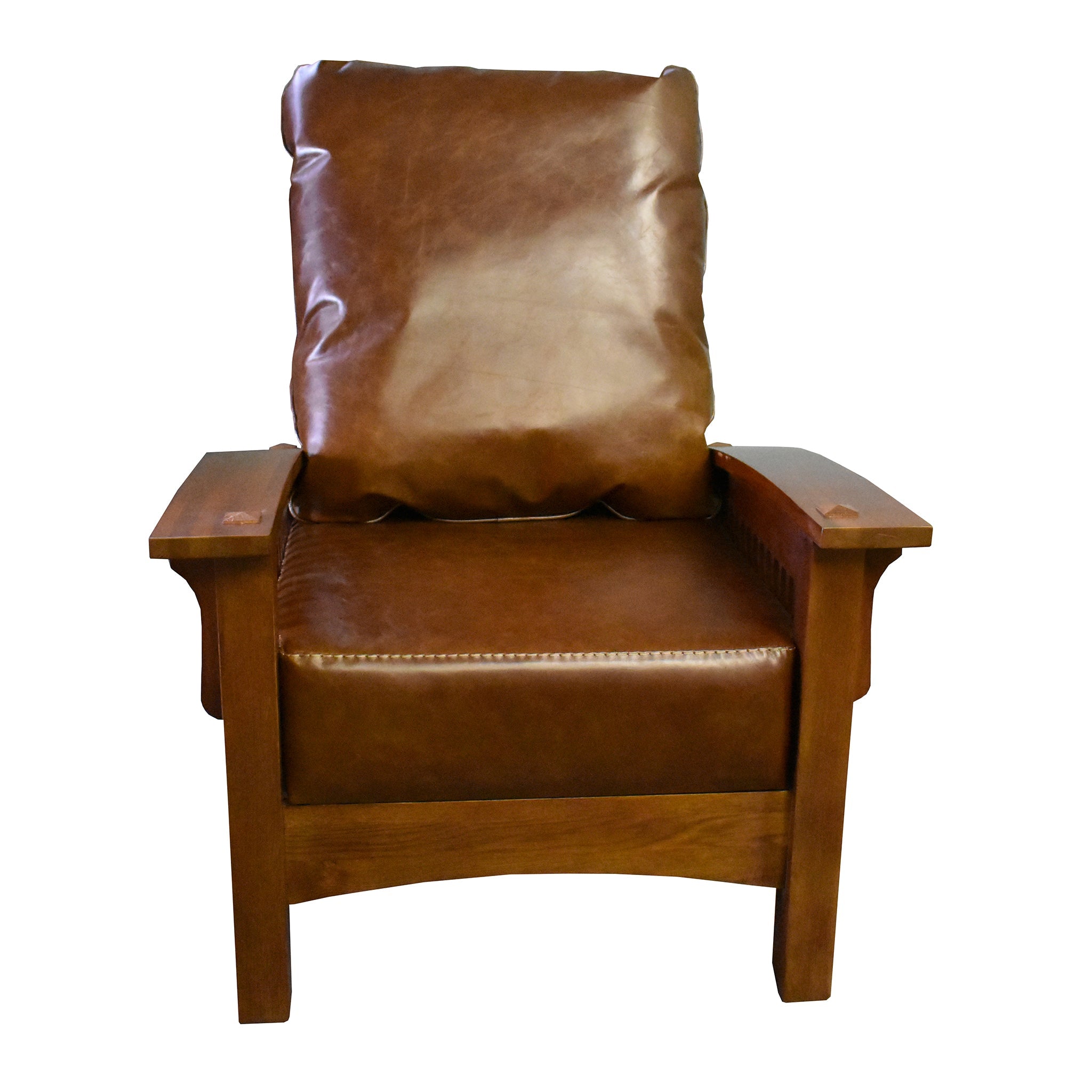 Craftsman / Mission Leather and Oak Morris Chair - Chestnut