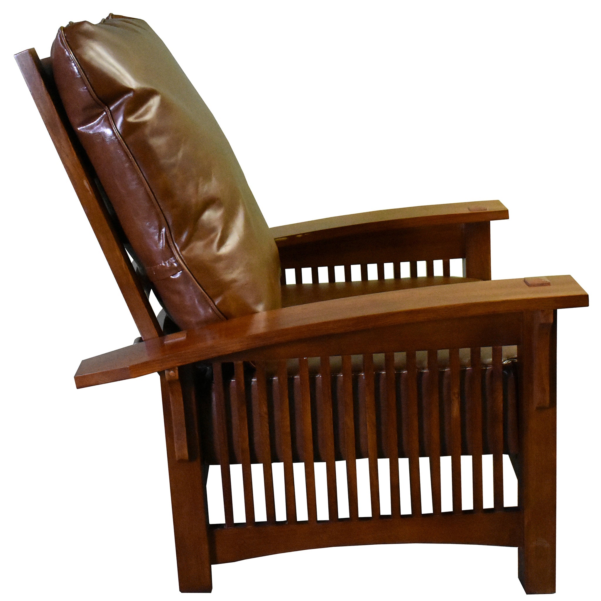 Craftsman / Mission Leather and Oak Morris Chair - Chestnut