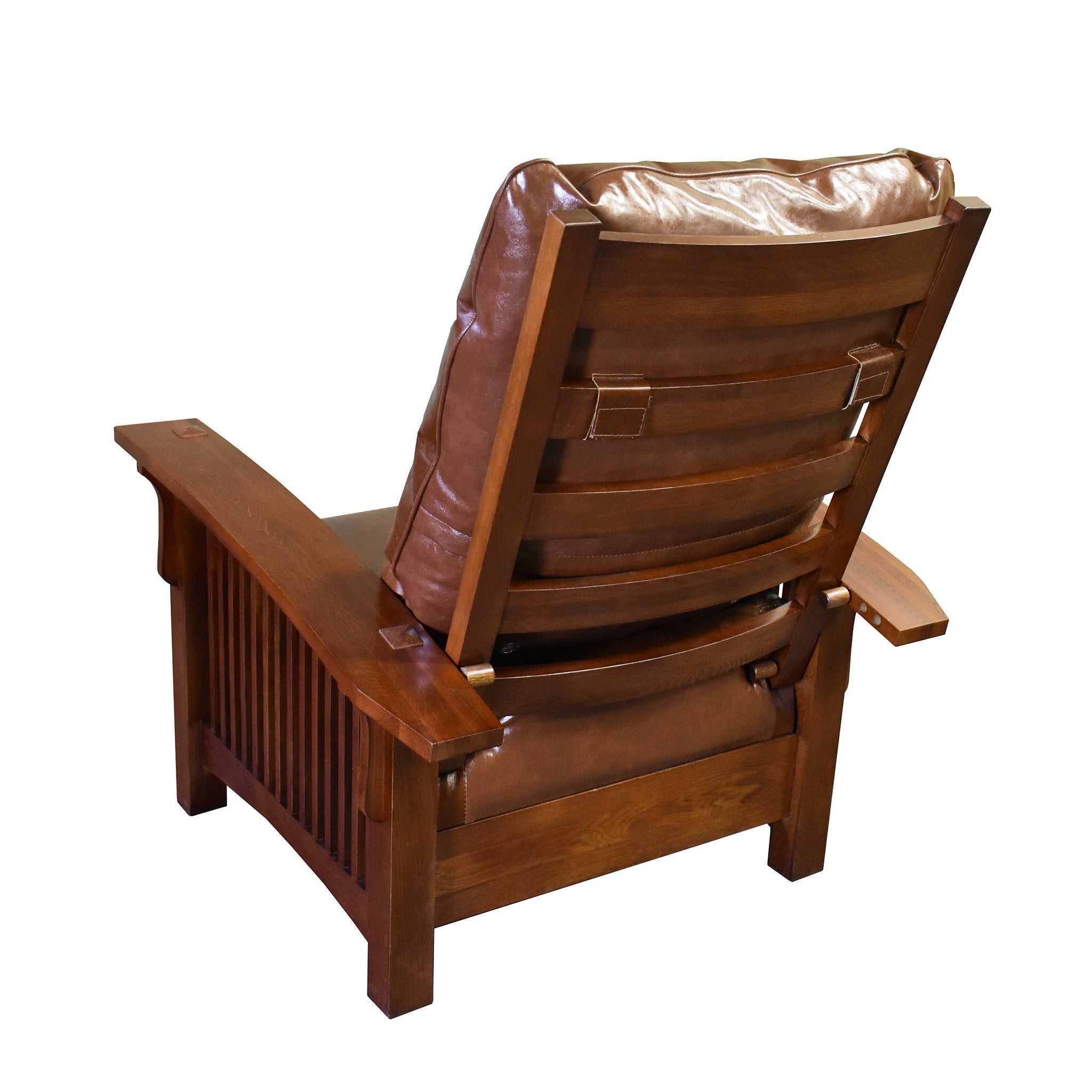 Craftsman / Mission Leather and Oak Morris Chair - Chestnut