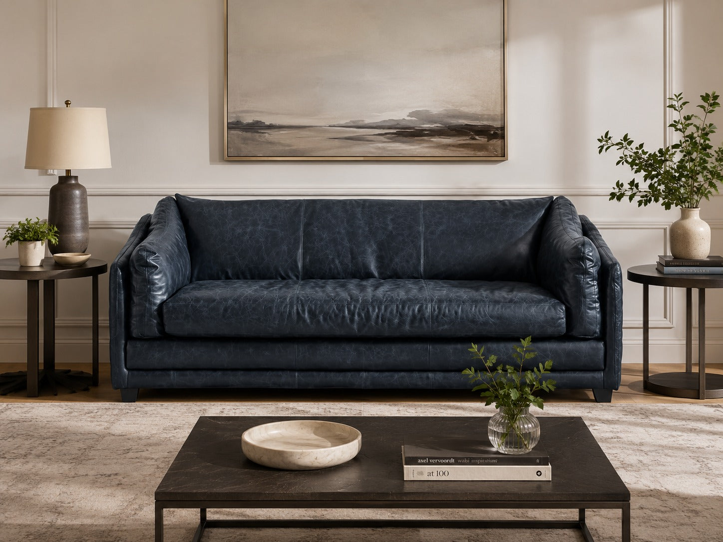 Waco Rustic Modern Sofa - Light Brown Leather