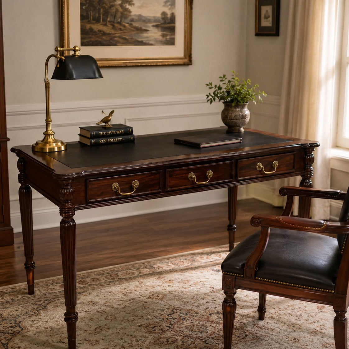Legacy Leather Top Desk - Brown Walnut