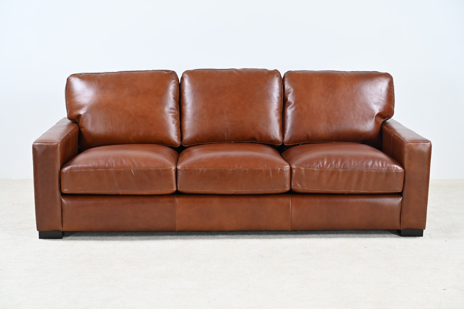 Claudette Top Grain Leather Sofa - Chestnut