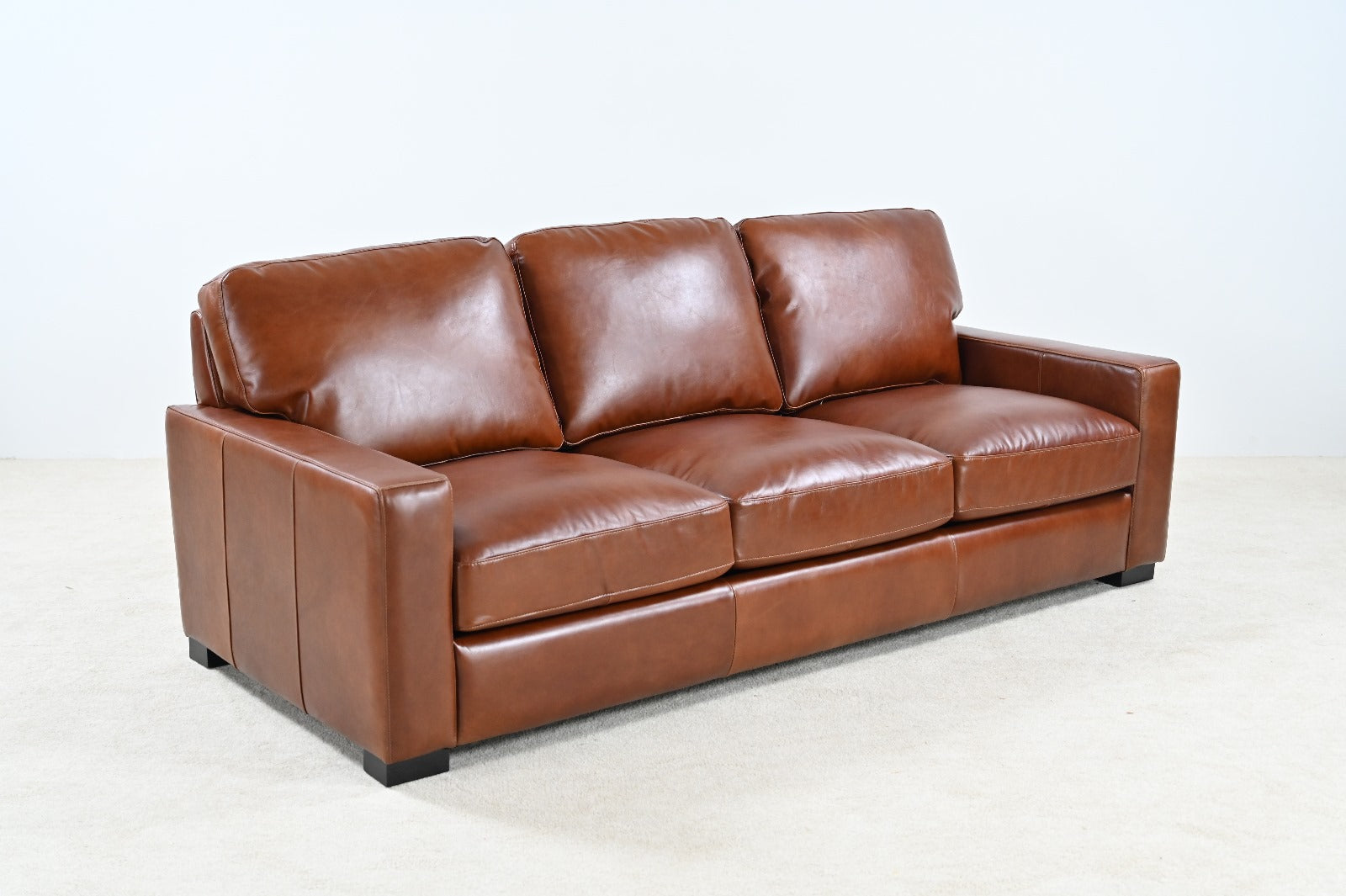 Claudette Top Grain Leather Sofa - Chestnut