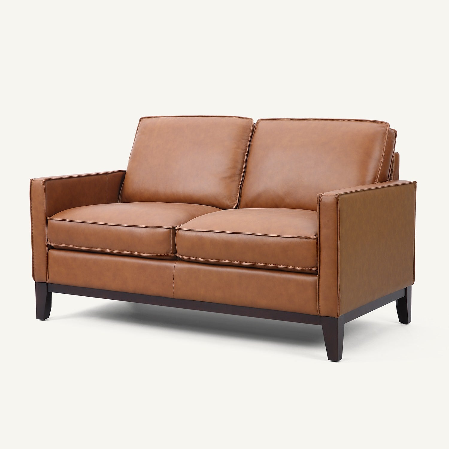 Samhara Top Grain Leather Love Seat - Chestnut