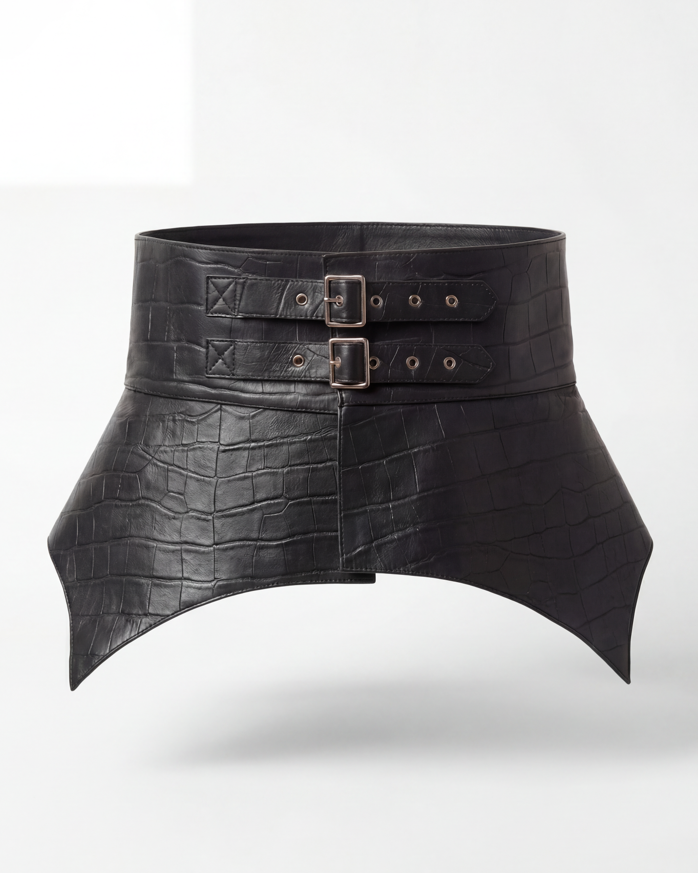 Crocodile Embossed Leather Corset Belt