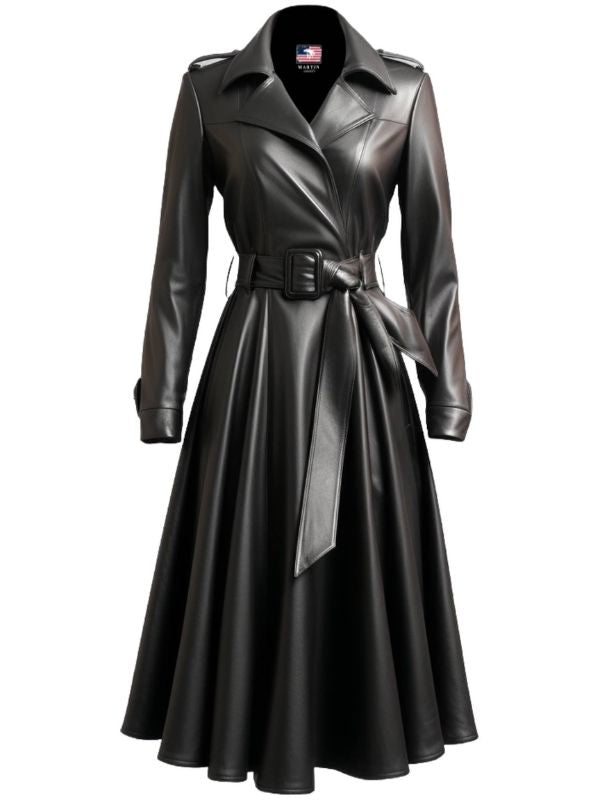 Women’s Black Leather Coat – Long Leather Coat