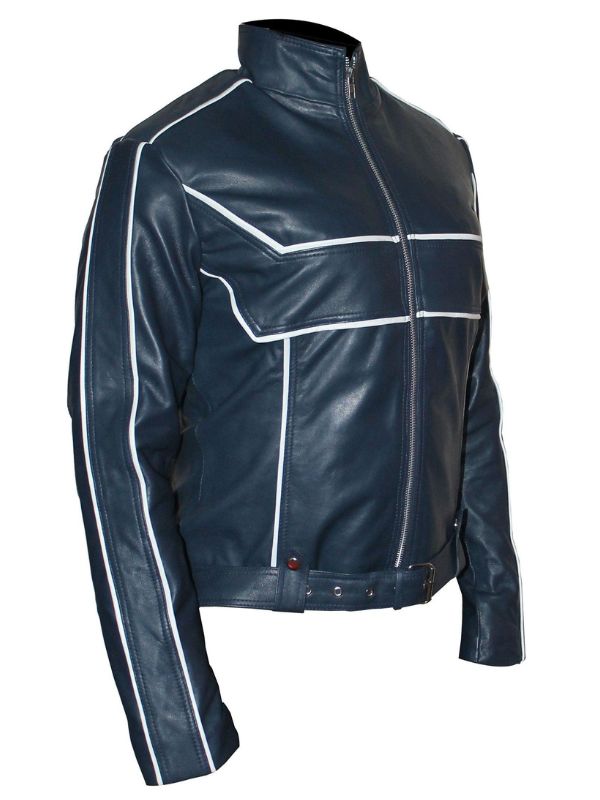Women Emma Casual Leather Jacket – Navy Blue