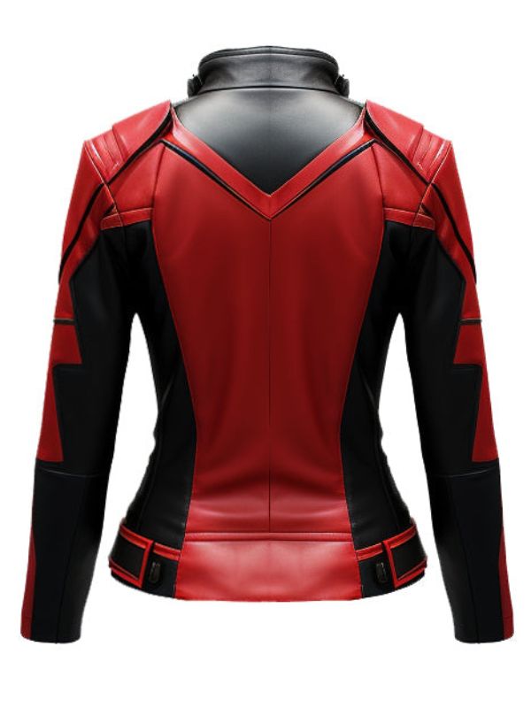 Women Leather Jacket – Red and Black Faux Leather Jacket
