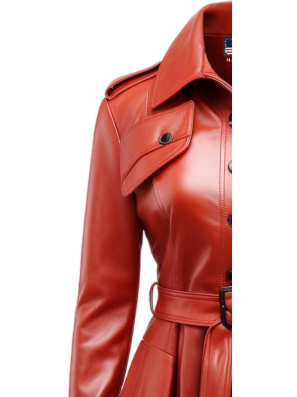 Women’s Red Leather Coat – Stylish &amp; Elegant