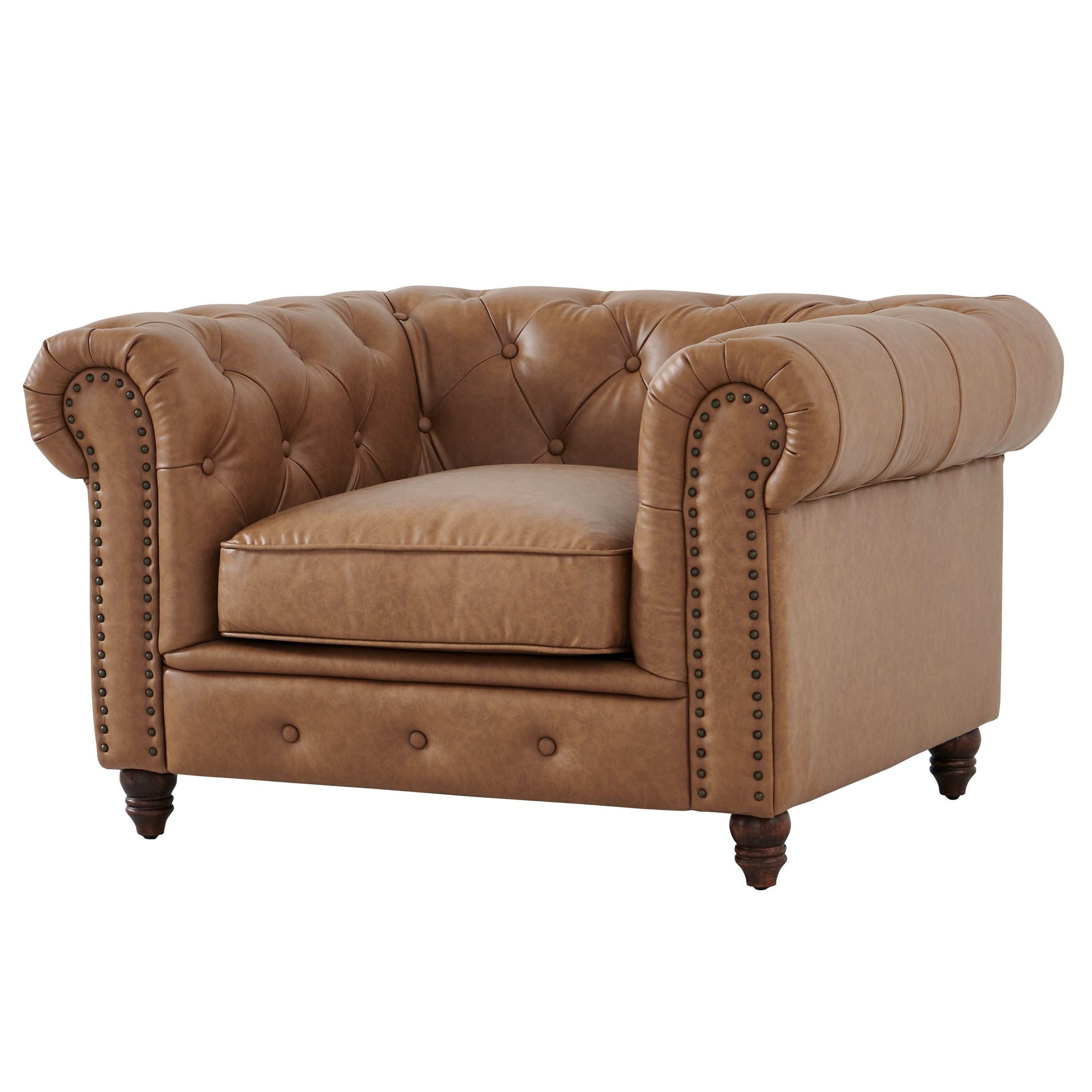 Cornelia Modern Contemporary Eco Leather Arm Chair - Light Brown