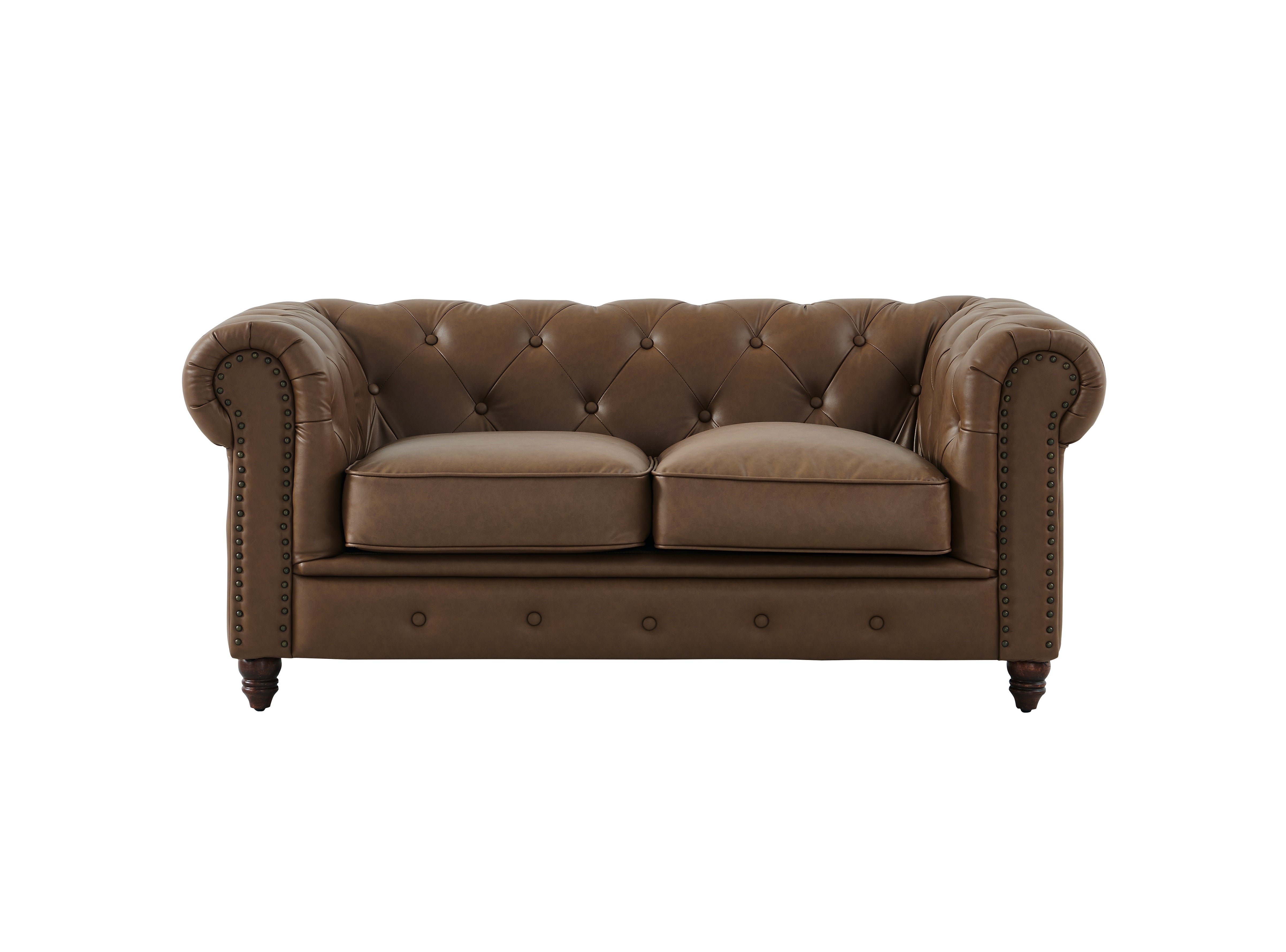 Cornelia Modern Contemporary Eco Leather Love Seat - Brown