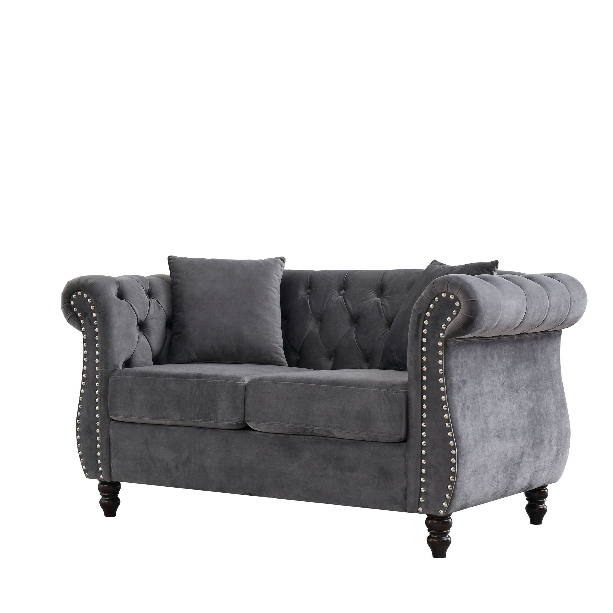 Chesterfield Sofa With Rolled Arms And Nailhead Trim