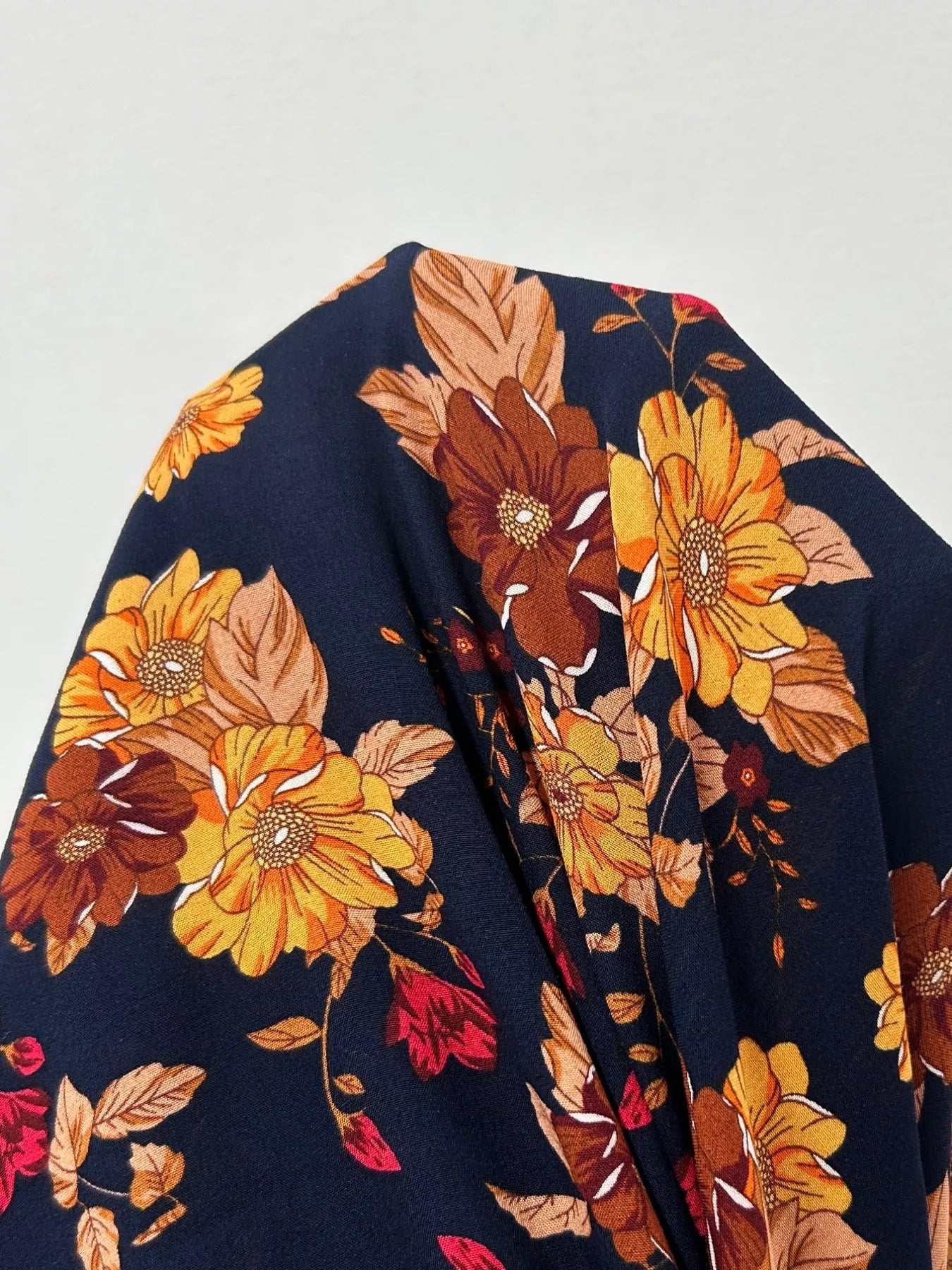 Plus Size Floral Print Tie Neck Short Sleeve Dress