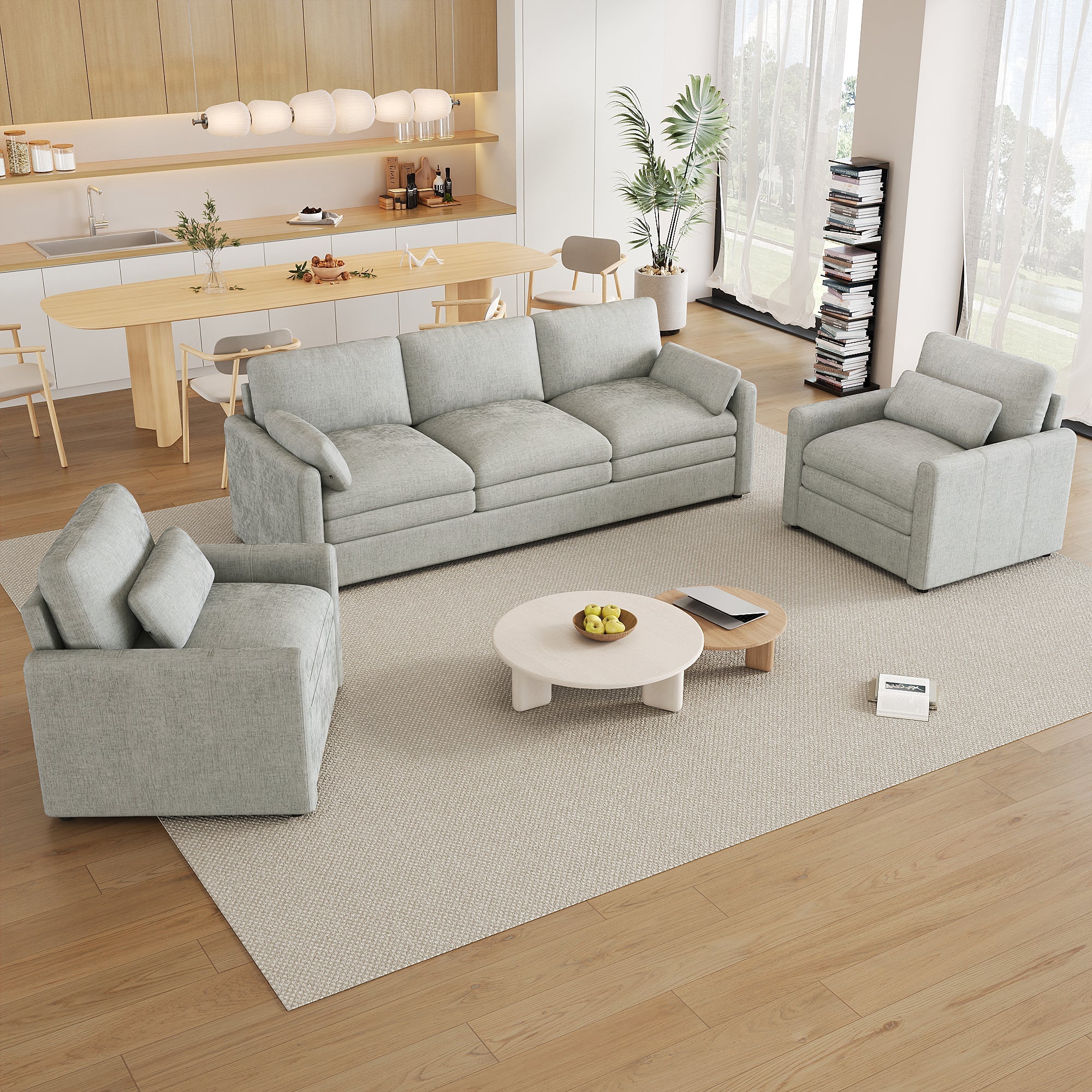 Cozy Upholstered Sofa Set - Oversized Comfortable Design