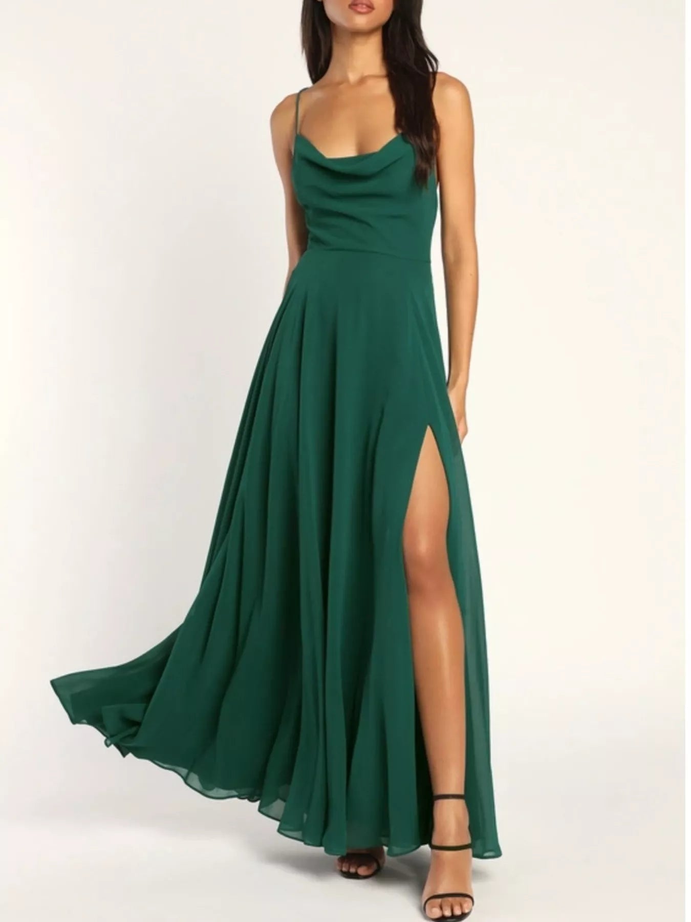 Slit Cowl Neck Maxi Dress