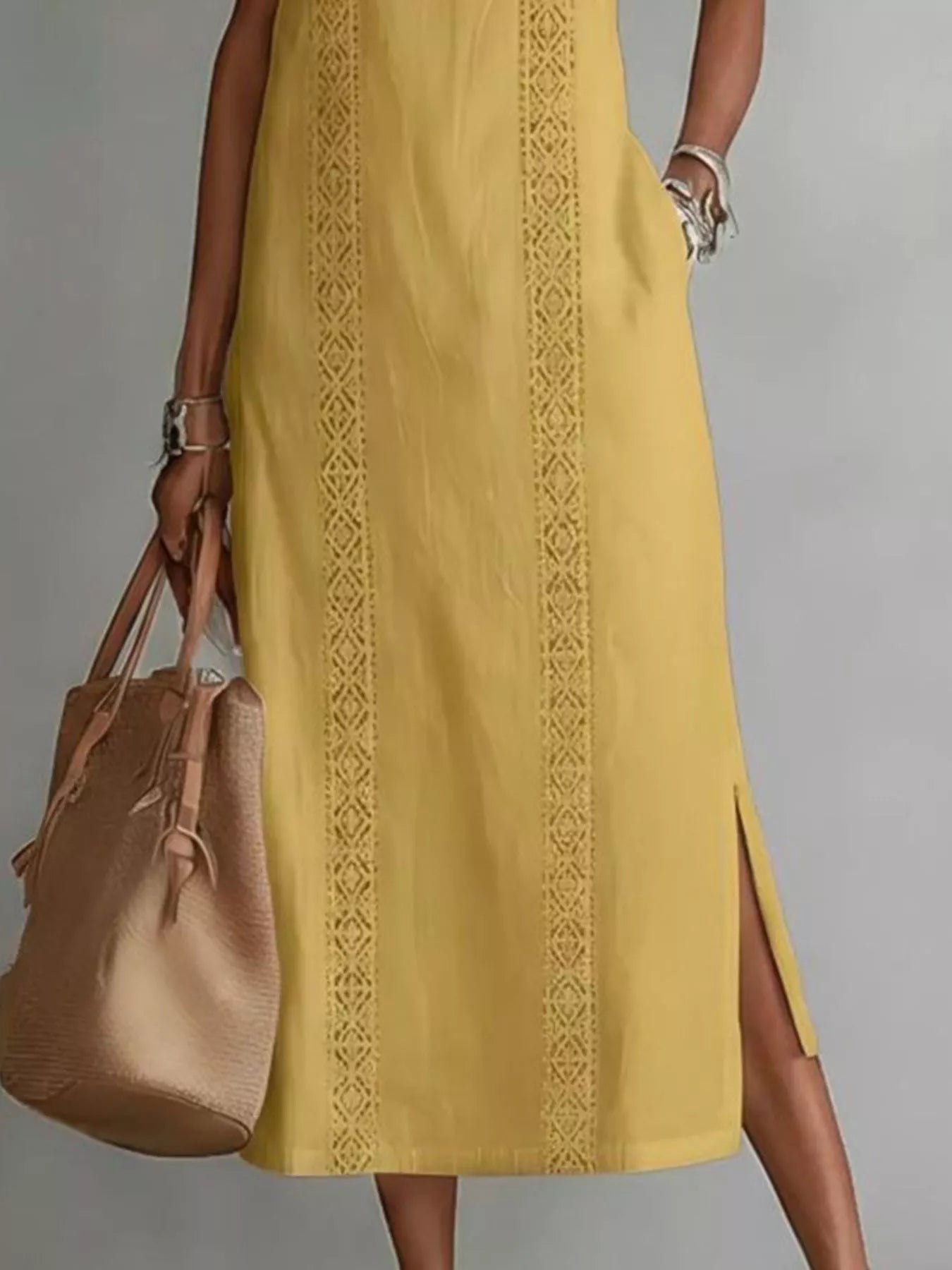 Full Size Side Slit Sleeveless Midi Dress Plus Size